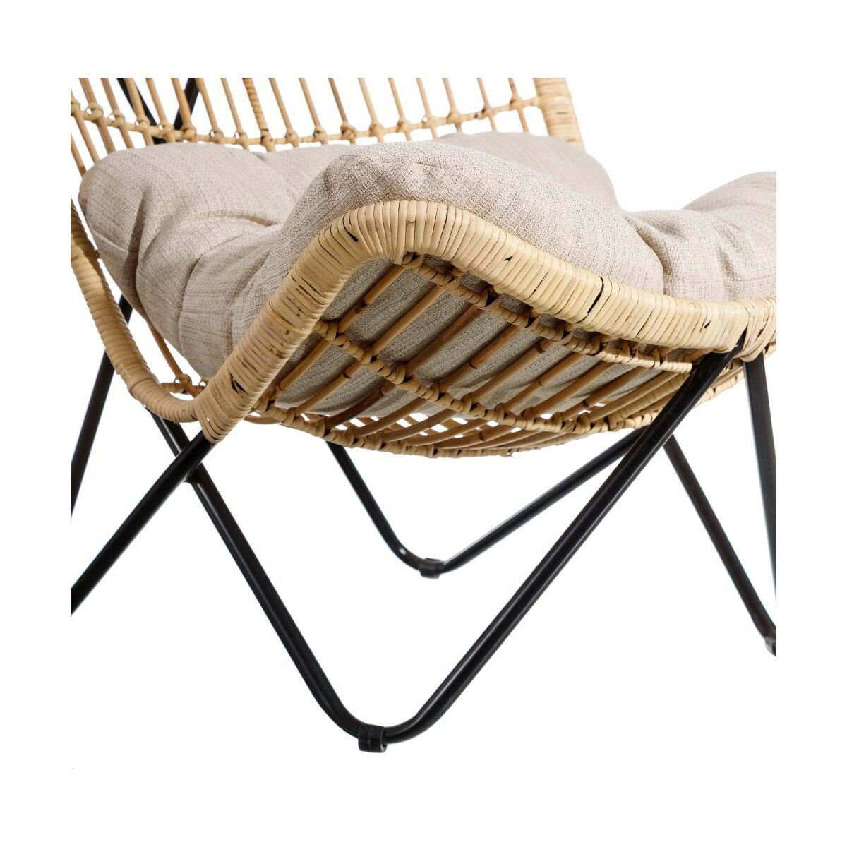 Fåtölj 76 x 76 x 87 cm Naturell Svart Naturliga fibrer - 8