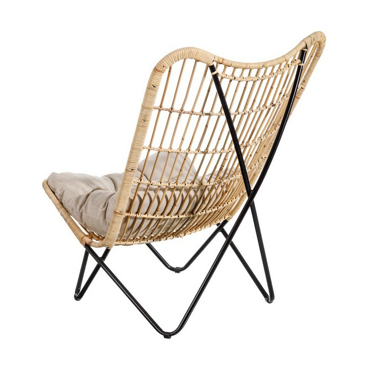 Fåtölj 76 x 76 x 87 cm Naturell Svart Naturliga fibrer - 4