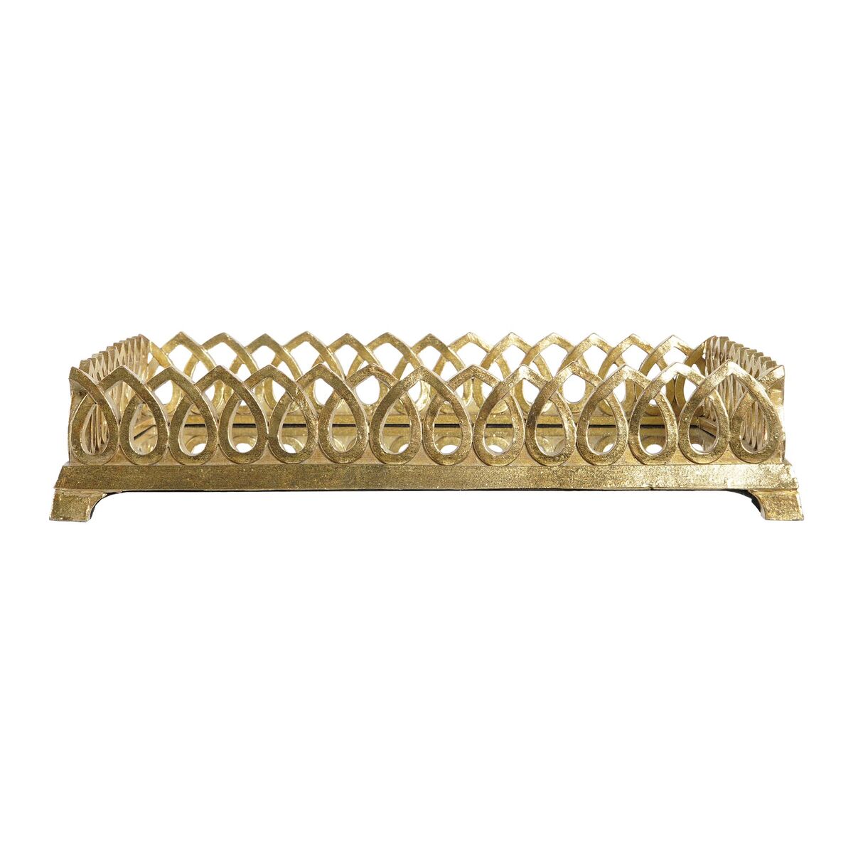 Snacksbricka DKD Home Decor 33 x 24 x 6,6 cm Speglar Silvrig Gyllene Harts (2 antal) - 2
