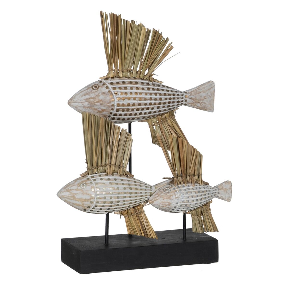 Prydnadsfigur Vit Brun Naturell Fiskar 30 x 10 x 40 cm - 2