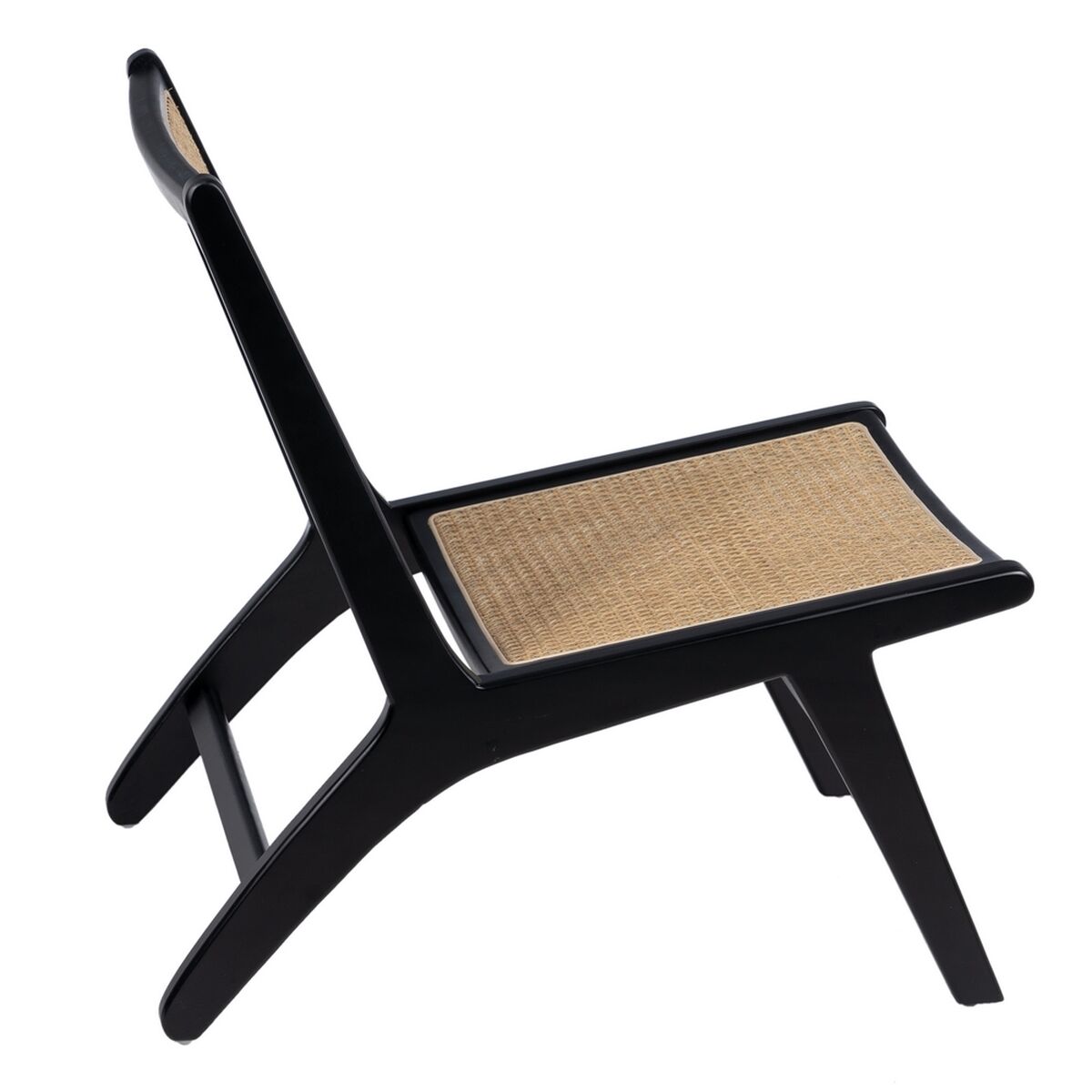 Fåtölj Svart Naturell Trä Rattan Gummiträ 60,5 x 73,5 x 72,5 cm - 3