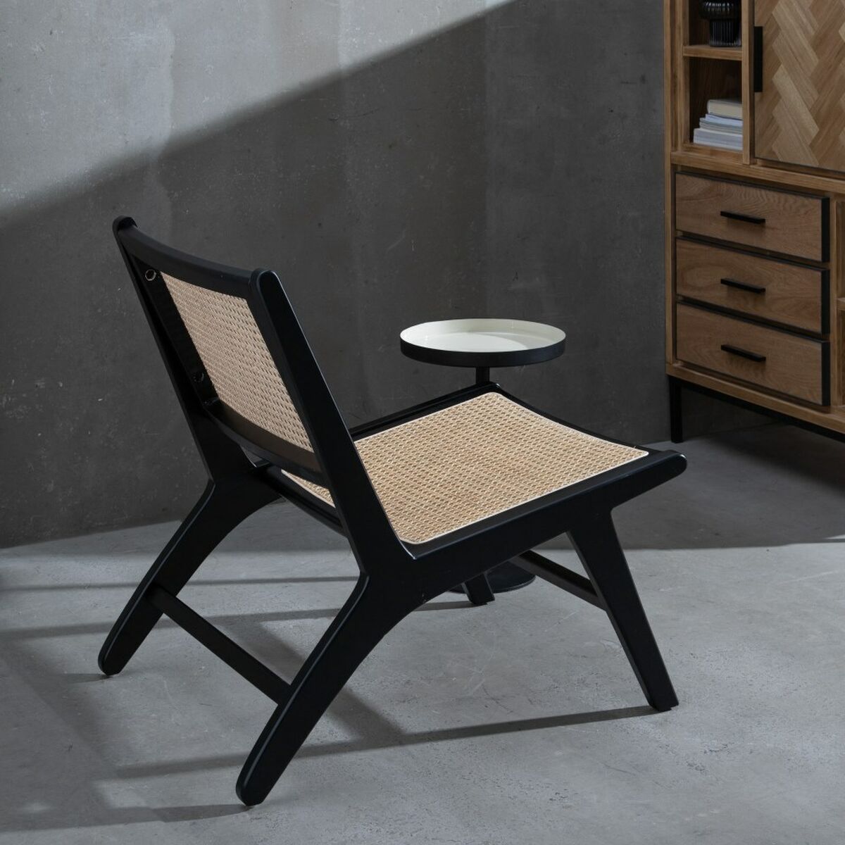 Fåtölj Svart Naturell Trä Rattan Gummiträ 60,5 x 73,5 x 72,5 cm - 2