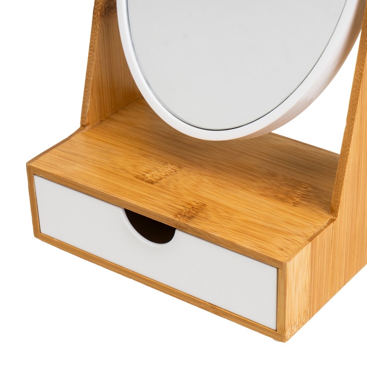 Förstorande Spegel Vit Naturell Bambu Glas polystyren 17 x 10 x 25 cm - 3
