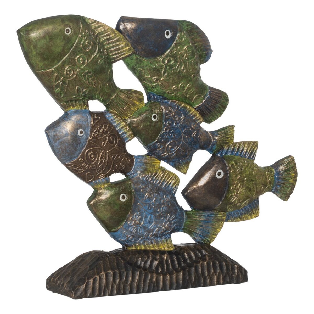 Prydnadsfigur Blå Brun Grön Fiskar 60 x 11,5 x 52 cm - 6