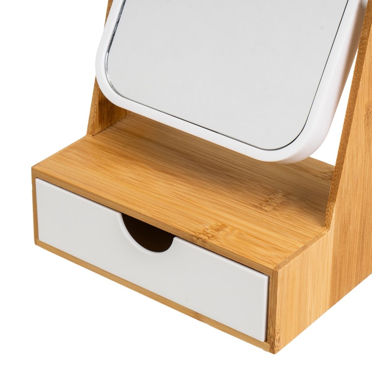 Förstorande Spegel Vit Naturell Bambu Glas polystyren 16 x 10 x 24 cm - 3