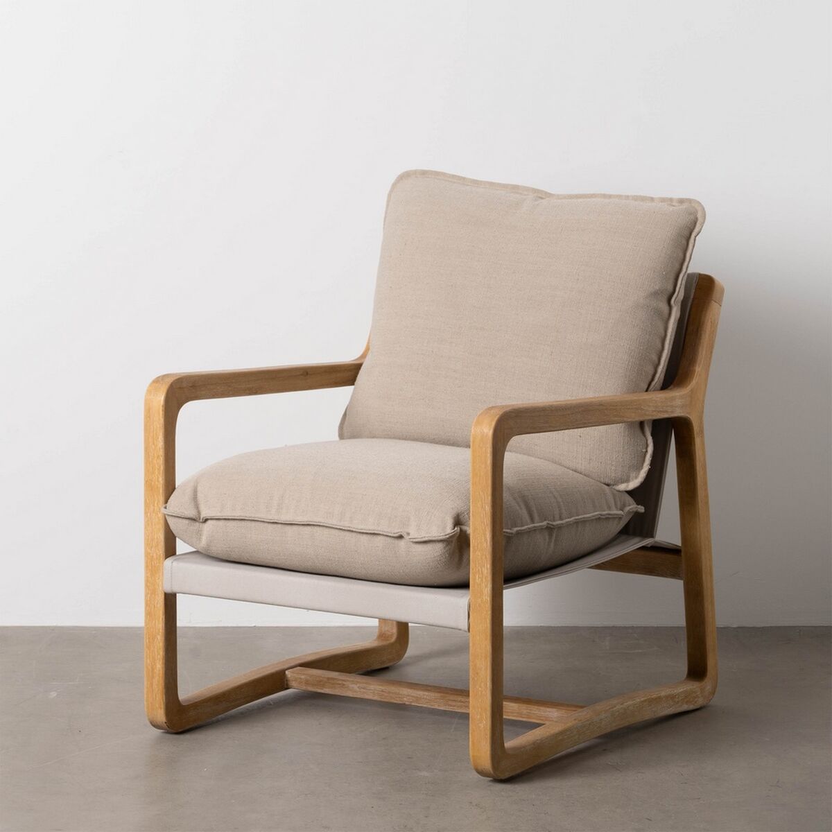 Fåtölj Beige Naturell Gummiträ Badsvamp Askträ Foam 65 x 69 x 83 cm - 2