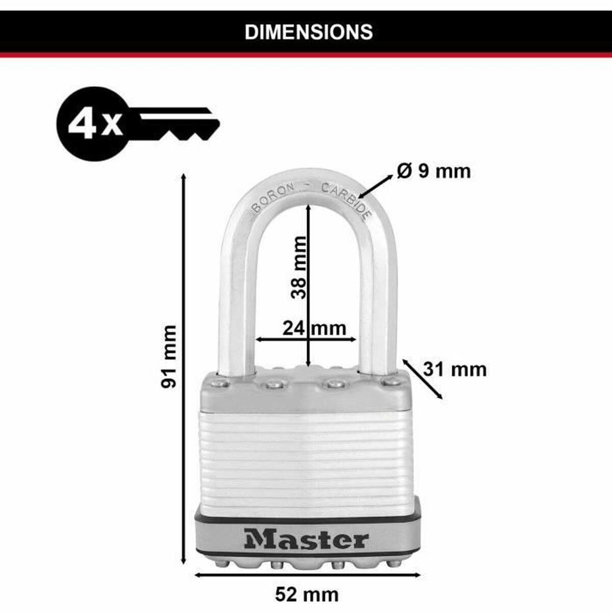 Hänglås med nyckel Master Lock (3 antal) - 2