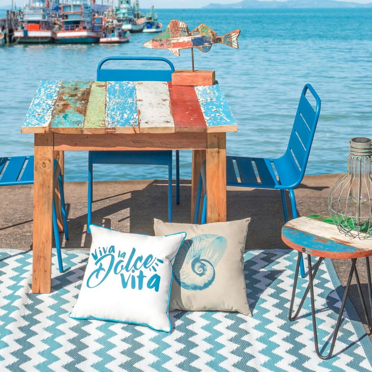 Prydnadsfigur Calypso Fisk 51 x 11 x 28 cm Teak Multicolour - 2