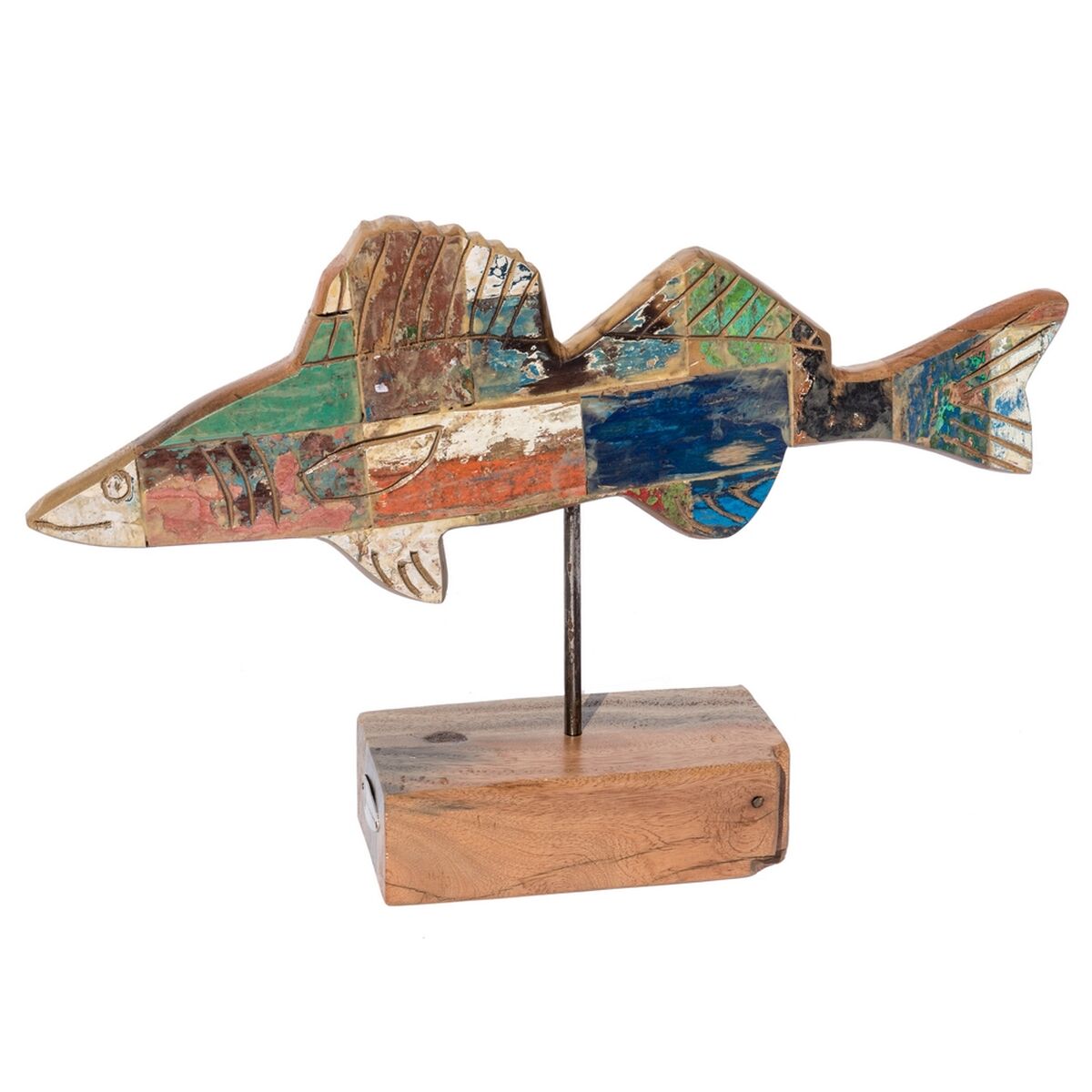 Prydnadsfigur Calypso Fisk 51 x 11 x 28 cm Teak Multicolour - 3