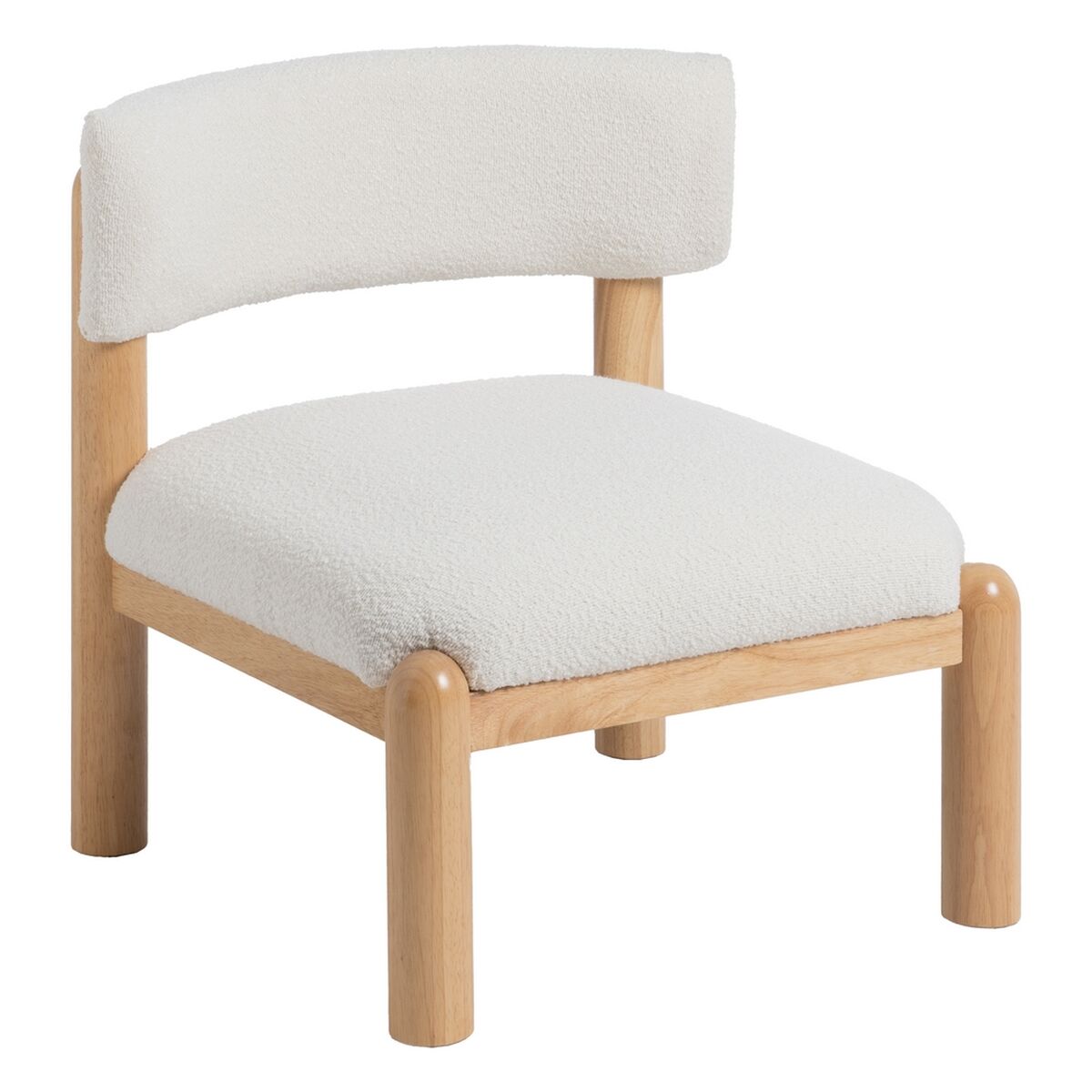 Fåtölj Vit Naturell Polyuretan Gummiträ 62 x 62 x 71 cm