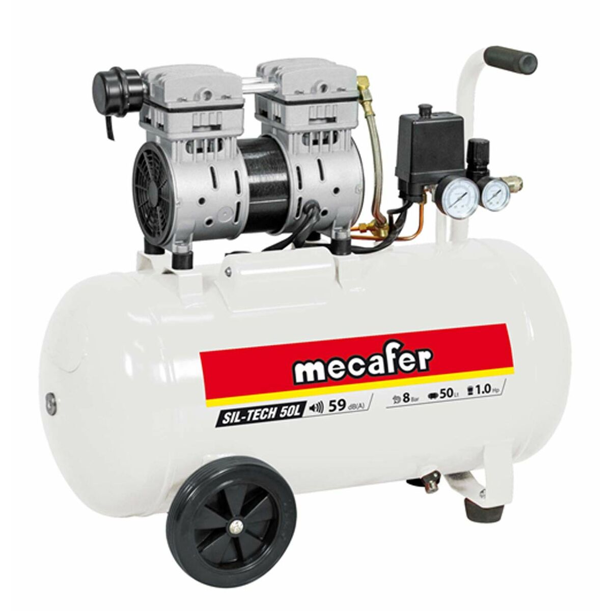 Luftkompressor MECAFER 425523 Horisontell Tyst 8 bar 24 L - 4