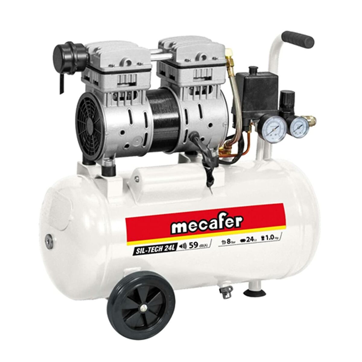 Luftkompressor MECAFER 425523 Horisontell Tyst 8 bar 24 L - 5