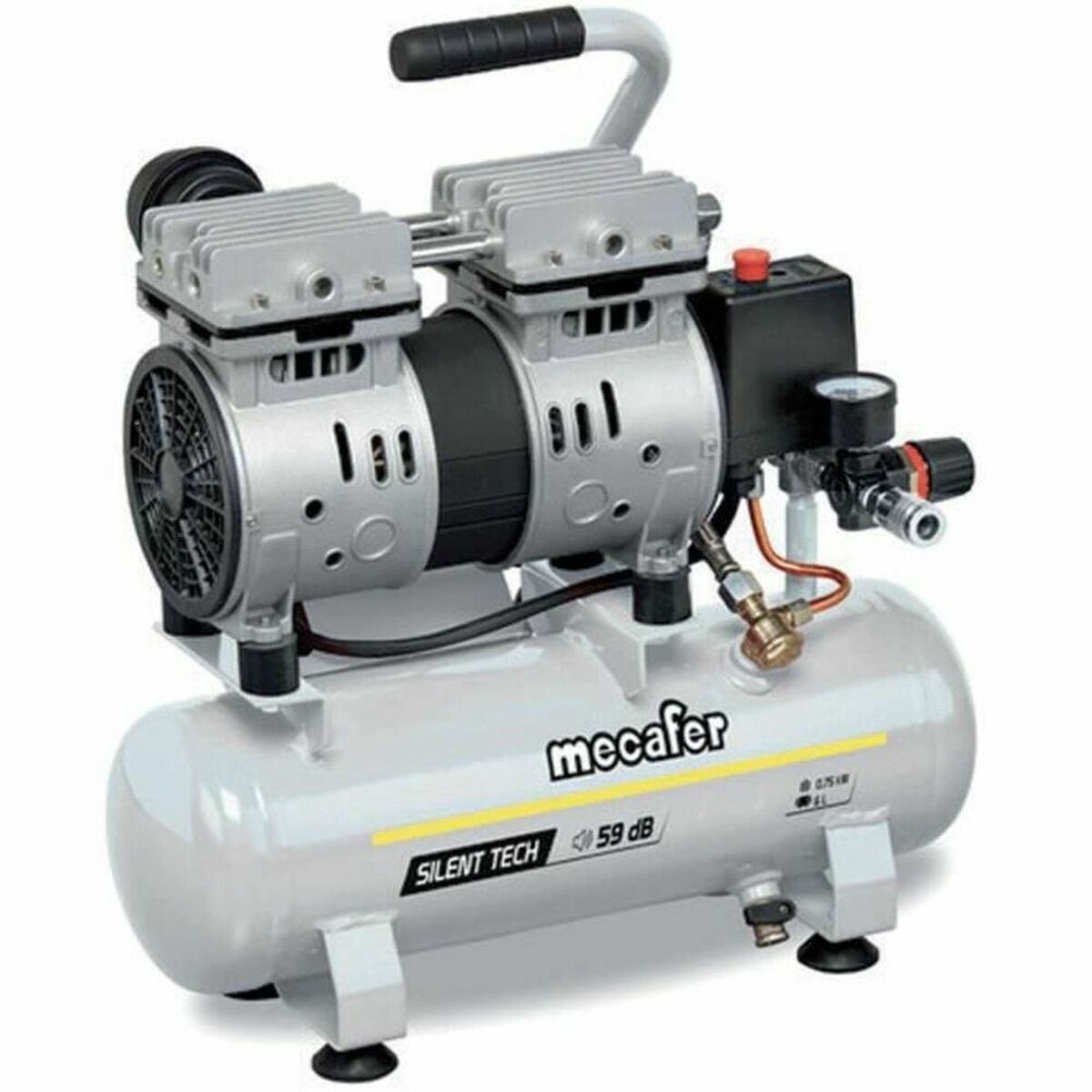 Luftkompressor MECAFER 425523 Horisontell Tyst 8 bar 24 L - 3