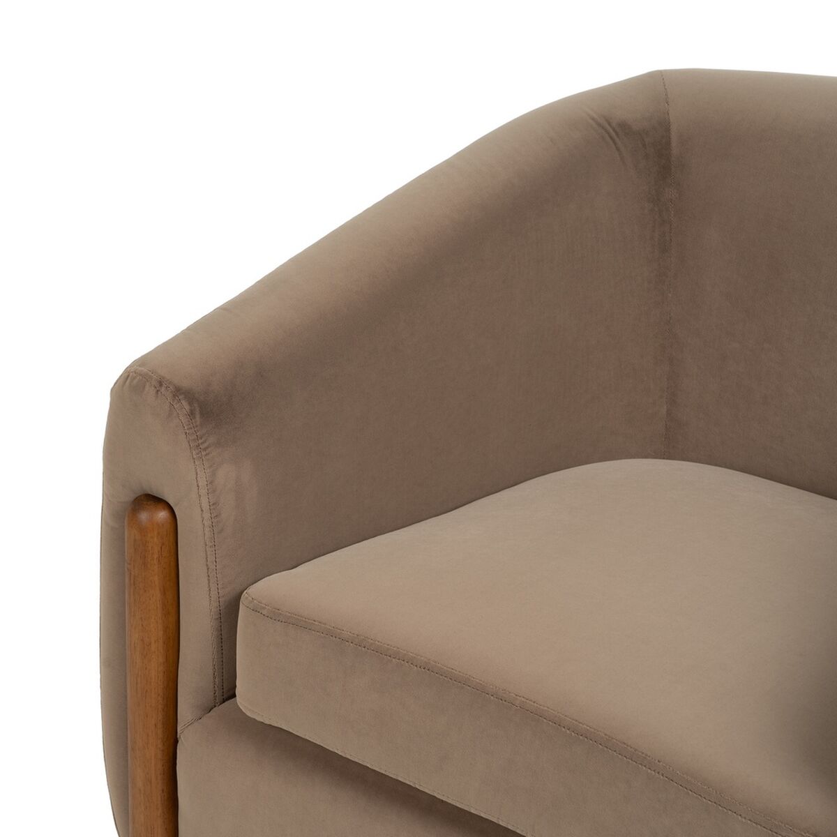 Fåtölj Naturell Beige-brun (taupe) Gummiträ Foam Tyg 87 x 80 x 81 cm - 6