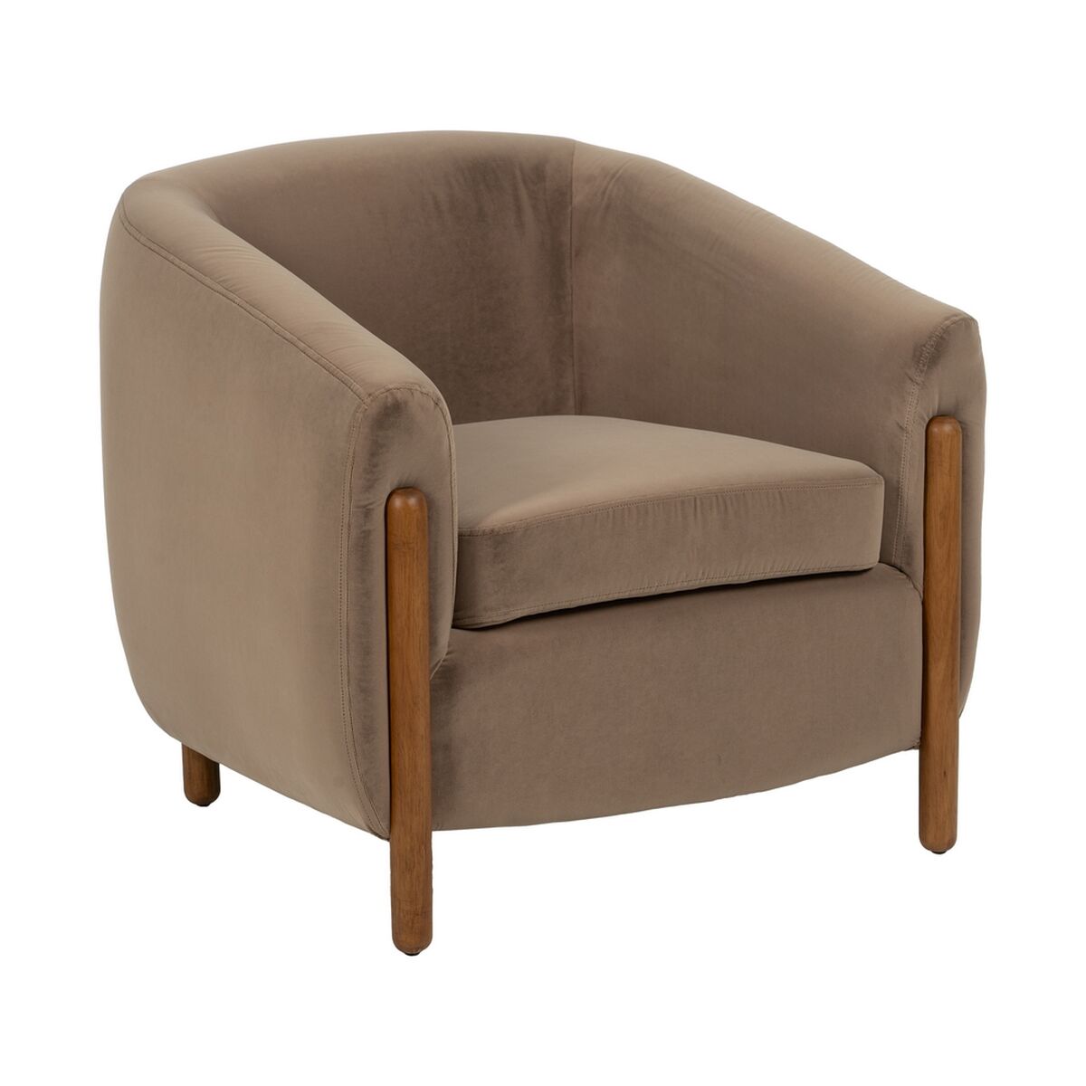 Fåtölj Naturell Beige-brun (taupe) Gummiträ Foam Tyg 87 x 80 x 81 cm