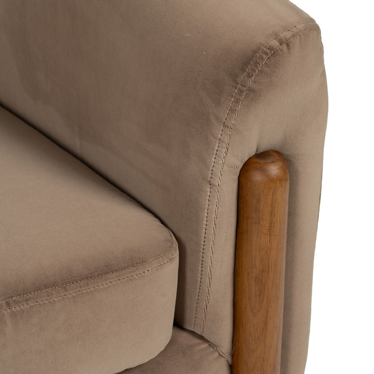 Fåtölj Naturell Beige-brun (taupe) Gummiträ Foam Tyg 87 x 80 x 81 cm - 8