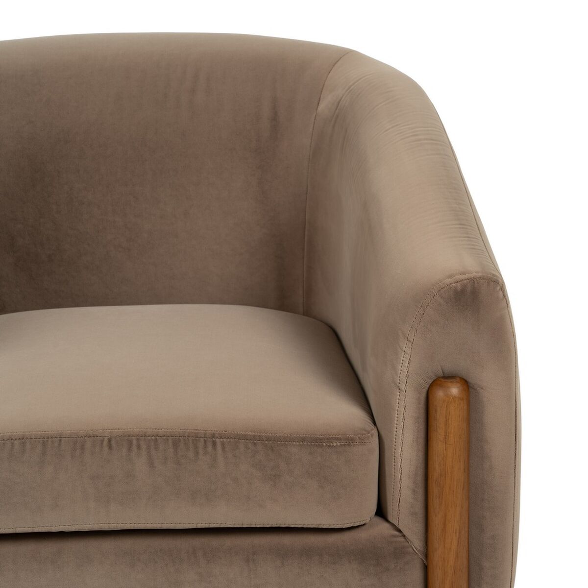 Fåtölj Naturell Beige-brun (taupe) Gummiträ Foam Tyg 87 x 80 x 81 cm - 5