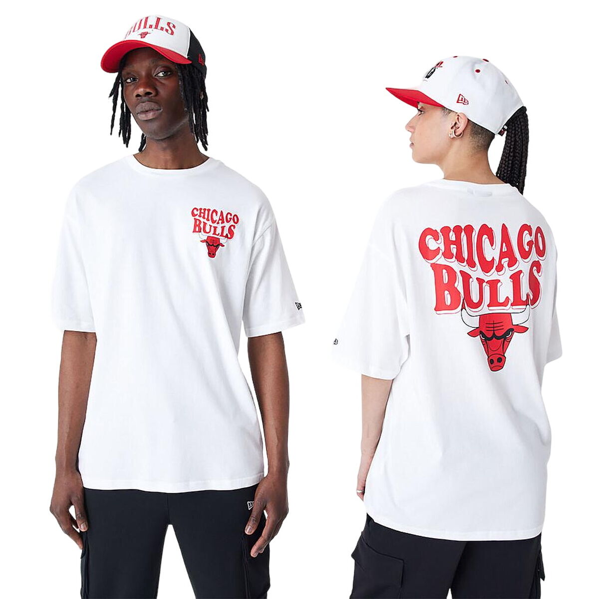 Sporttröja med ärmar New Era  SCRIPT OS TEE CHIBUL 60435518 Vit