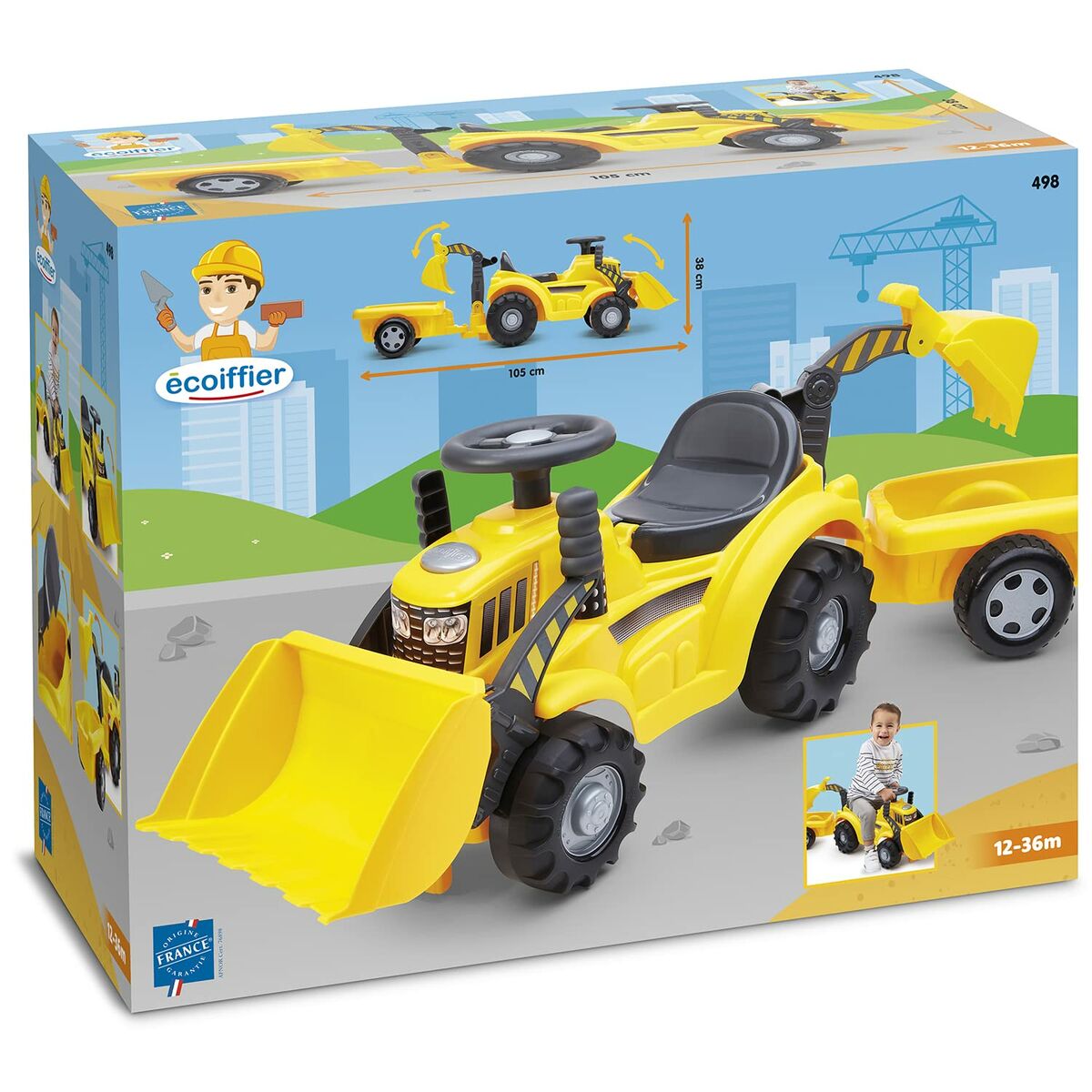 Trehjuling Ecoiffier Carrier Gul Traktor - 2