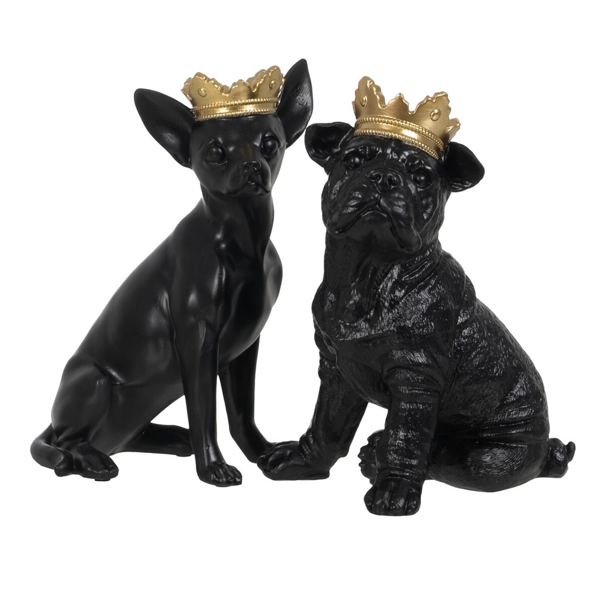 Prydnadsfigur Svart Gyllene Hund 17 x 11,7 x 25,5 cm - 2