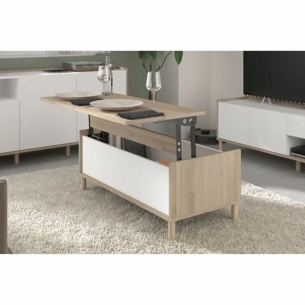 Höjbart soffbord Parisot Vit 100 x 50 x 43,6 cm - 3