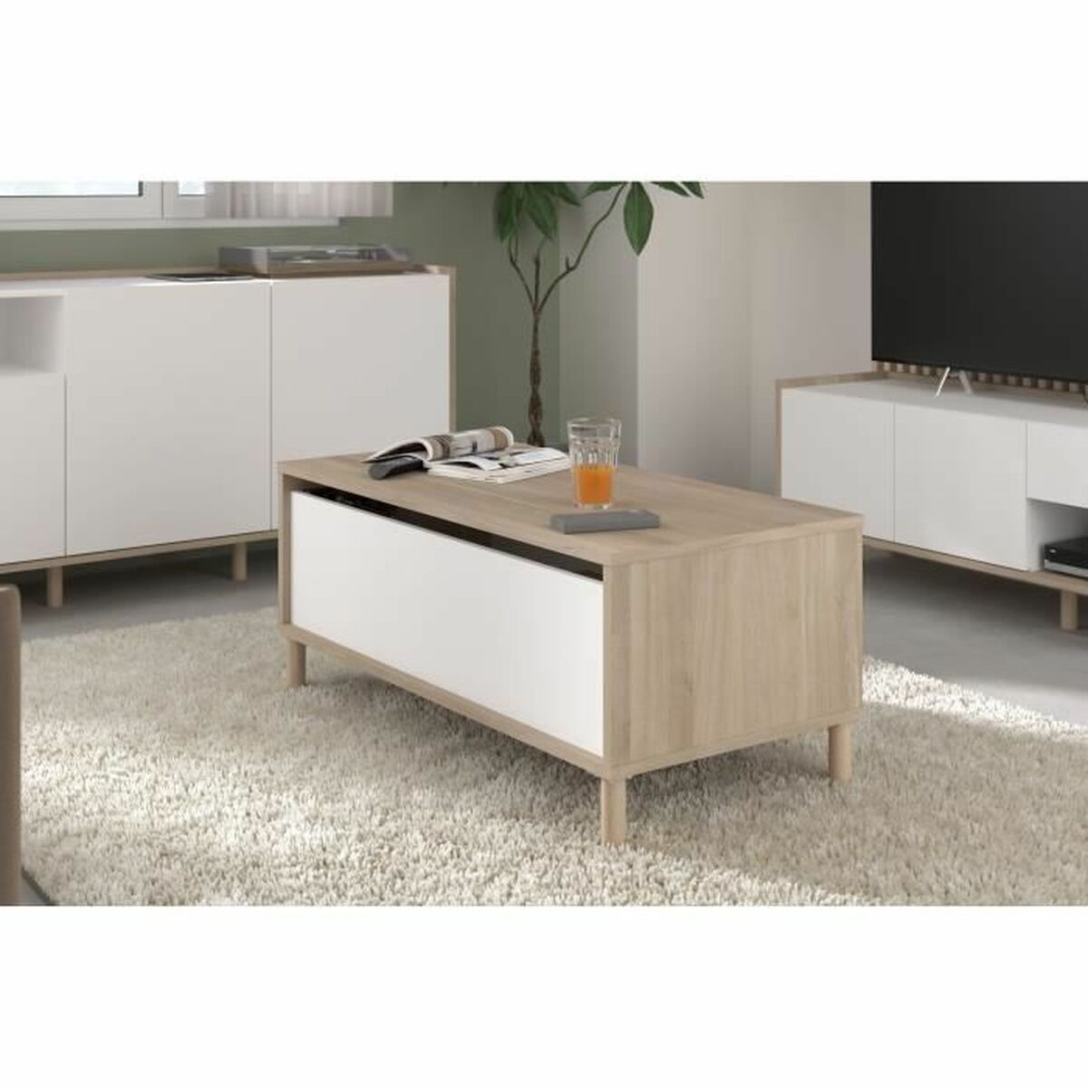 Höjbart soffbord Parisot Vit 100 x 50 x 43,6 cm - 2