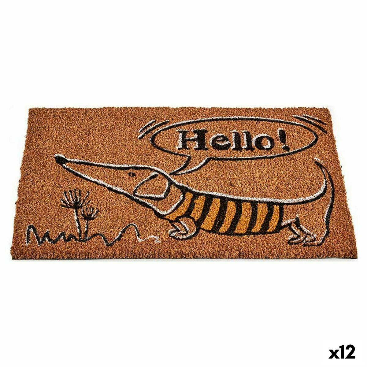 Dörrmatta Hund Naturell Svart Gul Kokosfiber (40 x 1,5 x 60 cm) (12 antal)