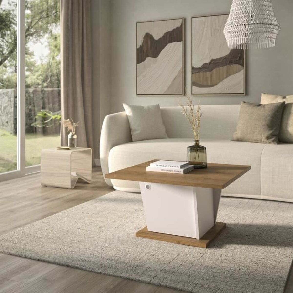 Soffbord Diagone Vit Tölgy 69 x 69 x 38 cm - 2