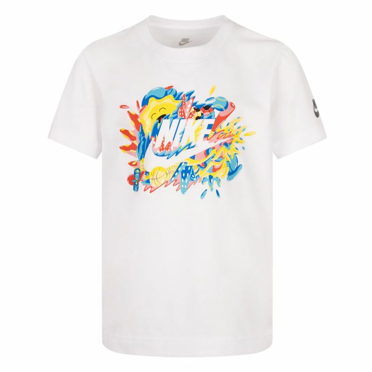 Barn T-shirt med kortärm Nike Sport Splash  Vit - 5