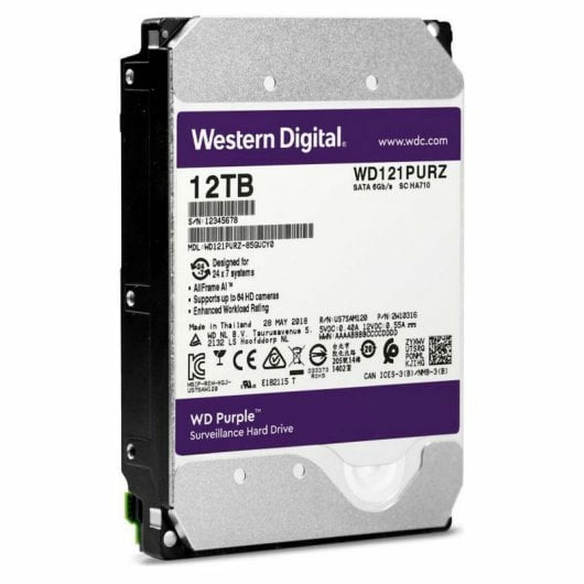 Hårddisk Western Digital WD121PURZ 12 TB 3,5" 3,5" 12 TB - 5