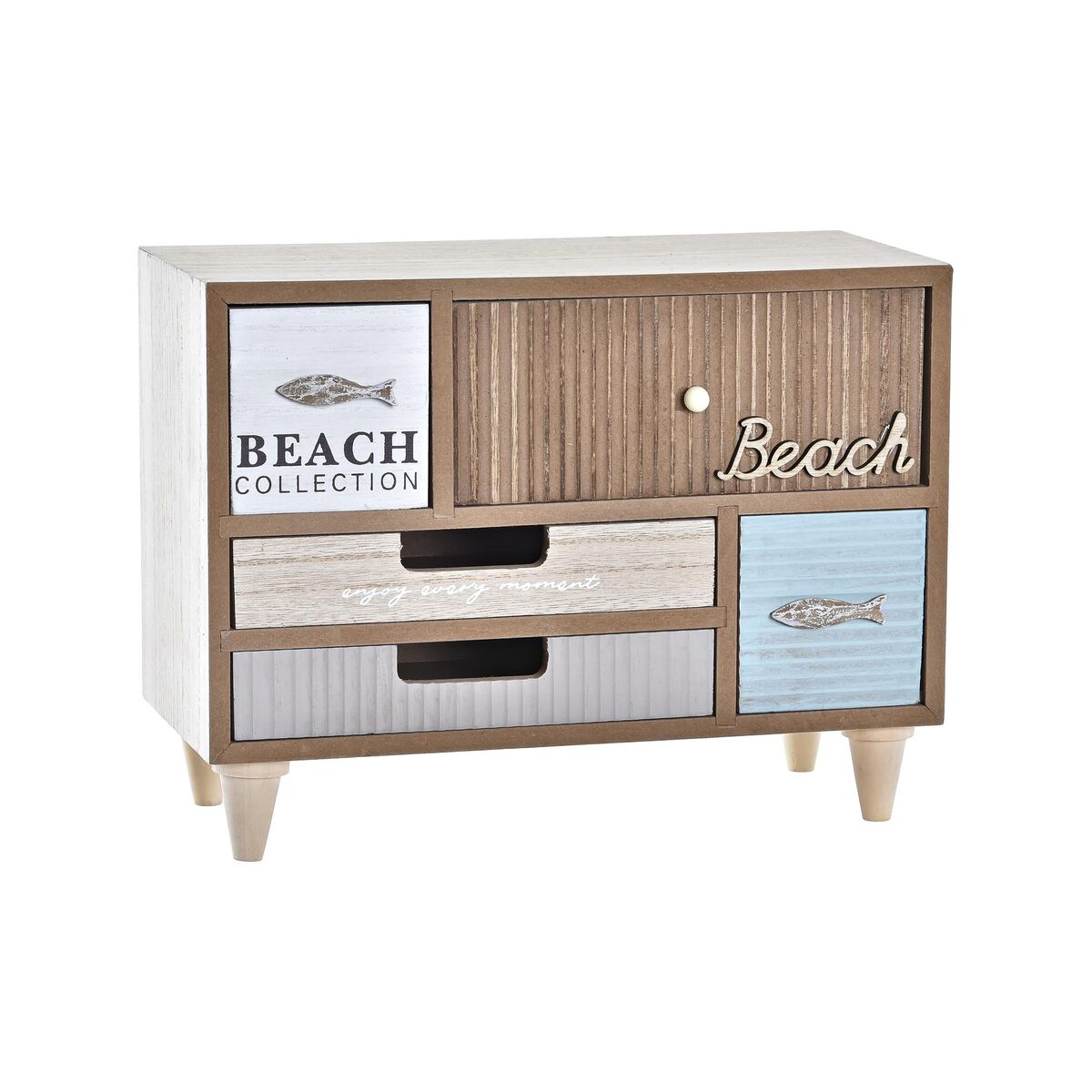 Smyckeskrin DKD Home Decor 29 x 14 x 22 cm Trä Brun Turkos - 4
