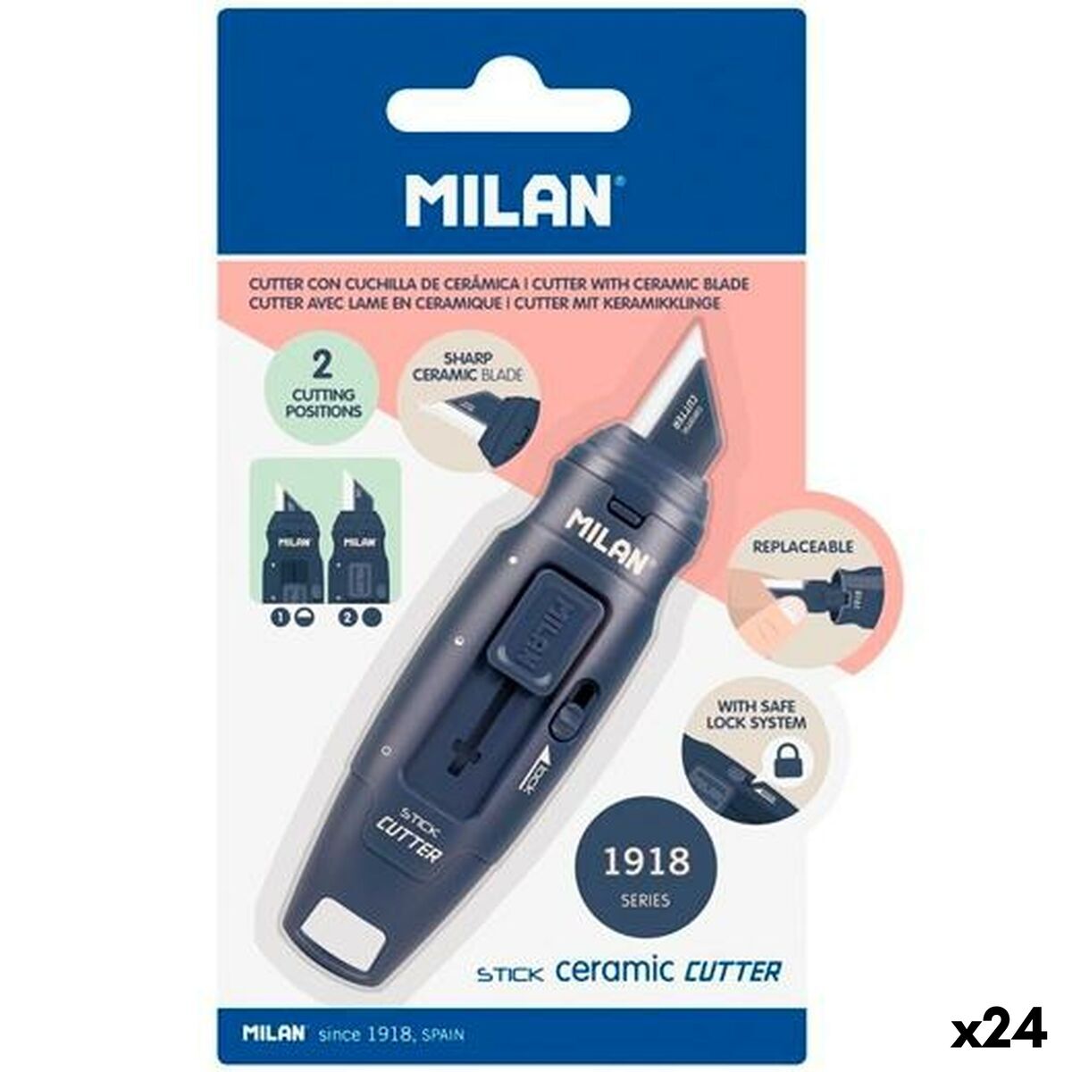 Brytbladskniv Milan STICK Marinblå Keramik (24 antal)