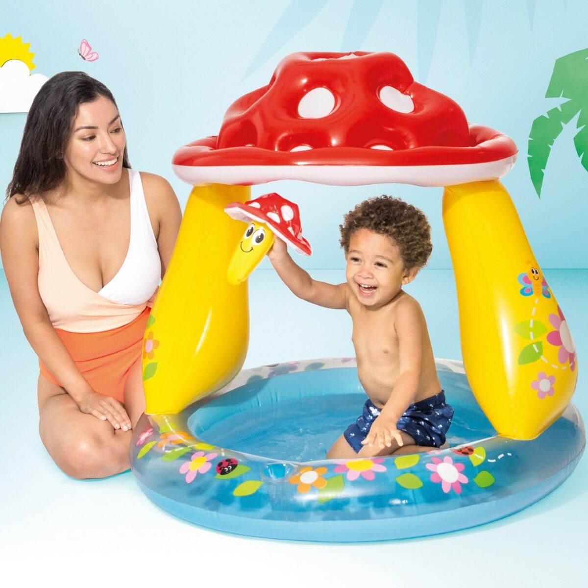 Uppblåsbar plaskpool för barn Intex Champinjoner Markis 45 L 102 x 89 x 102 cm (6 antal) - 2