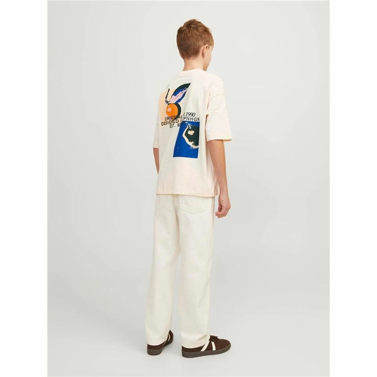 Barn T-shirt med kortärm Jack & Jones tampa Back Beige - 5