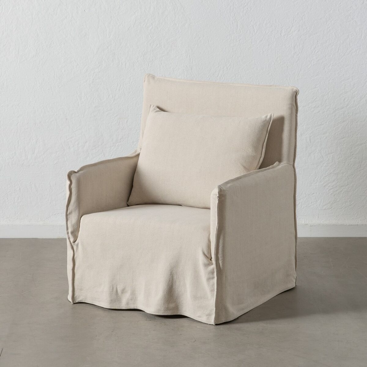 Fåtölj Kräm Fjäder furuträ Foam 75 x 76 x 90,5 cm - 2