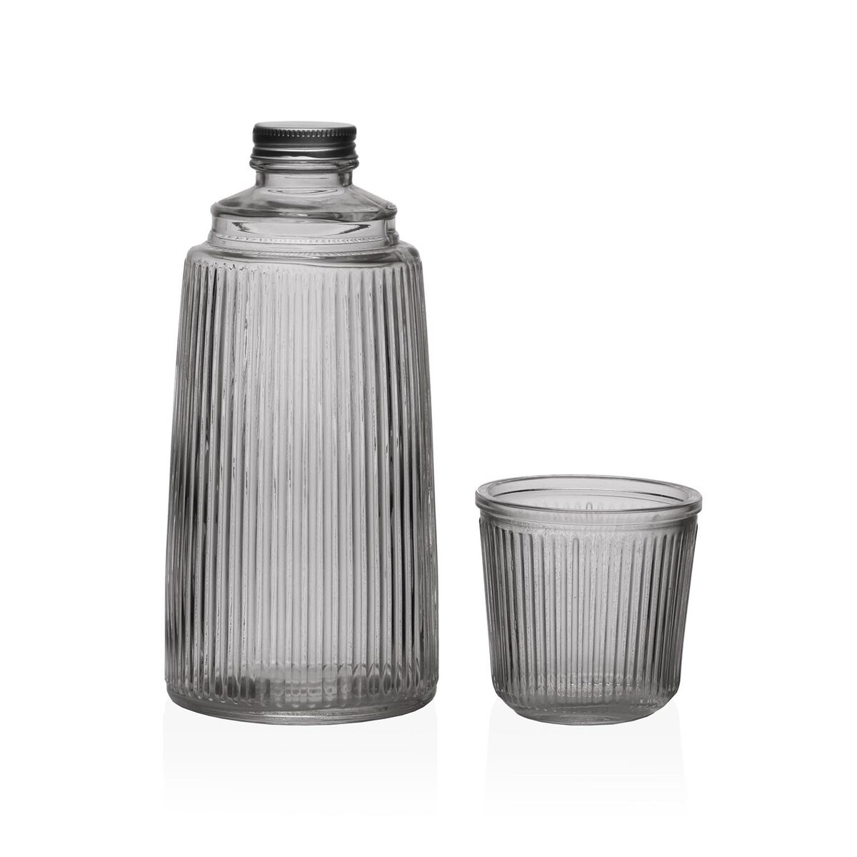 Vattenflaska Versa Svart Glas Aluminium 10,3 x 26 x 10,3 cm