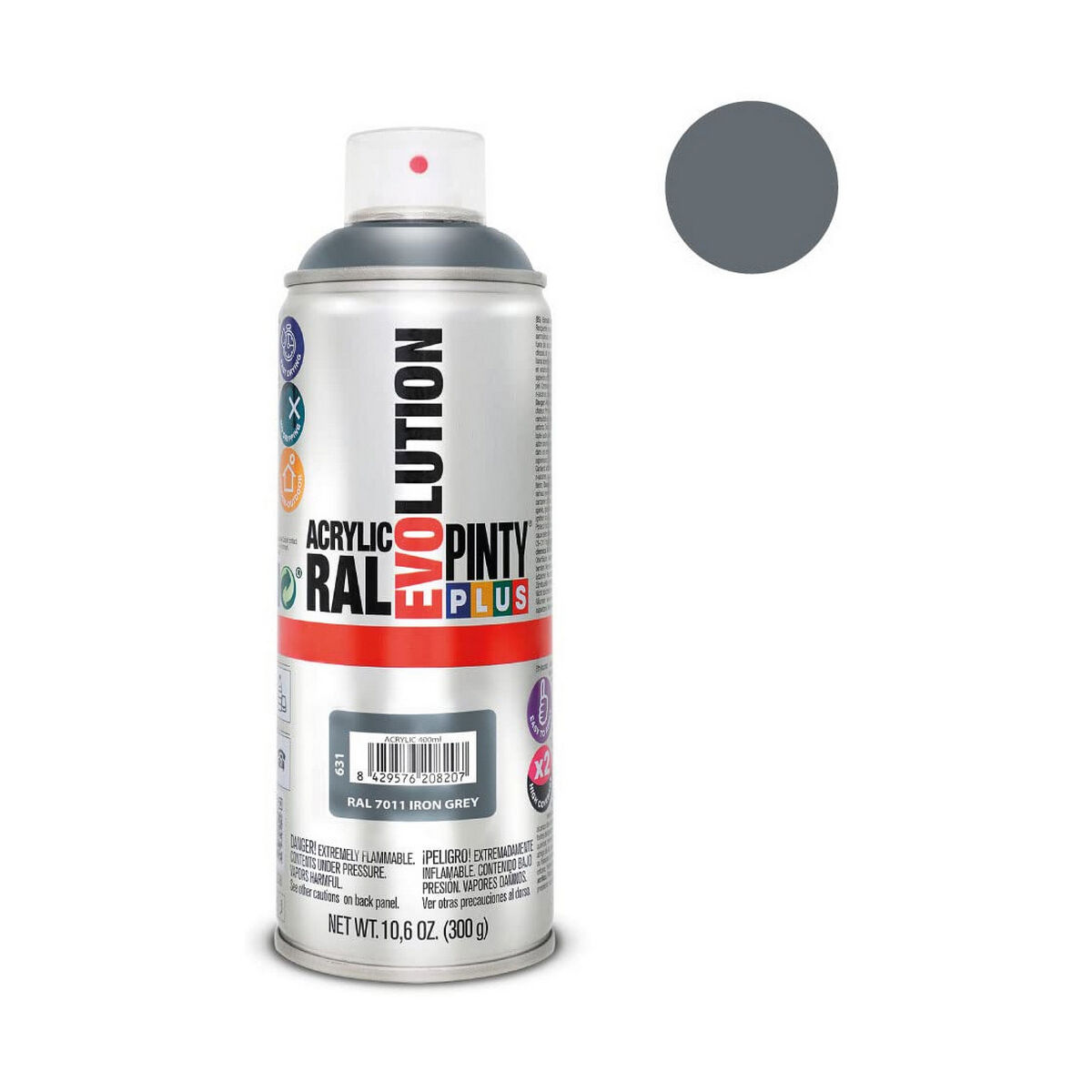 Sprejfärg Pintyplus Evolution RAL 7011 400 ml Iron Grey - 4