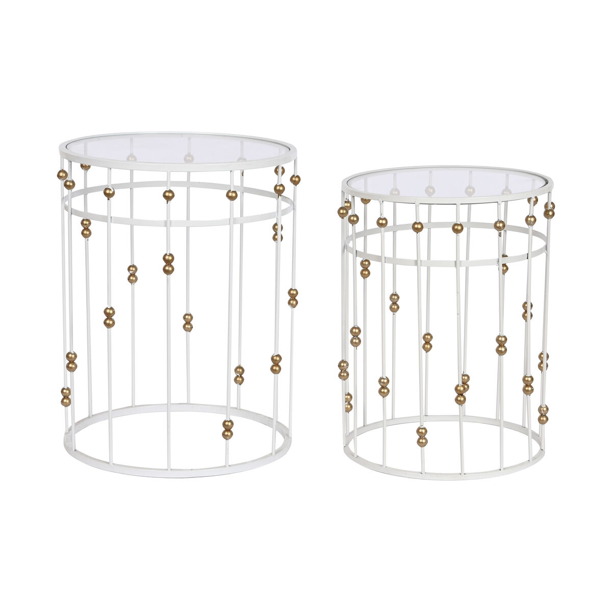2-bordsset Home ESPRIT Vit Gyllene 42 x 42 x 55 cm - 4