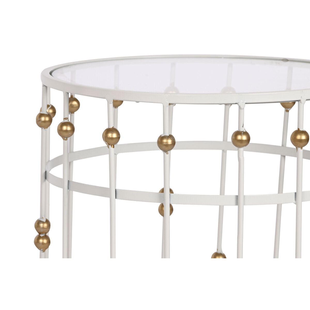 2-bordsset Home ESPRIT Vit Gyllene 42 x 42 x 55 cm - 3