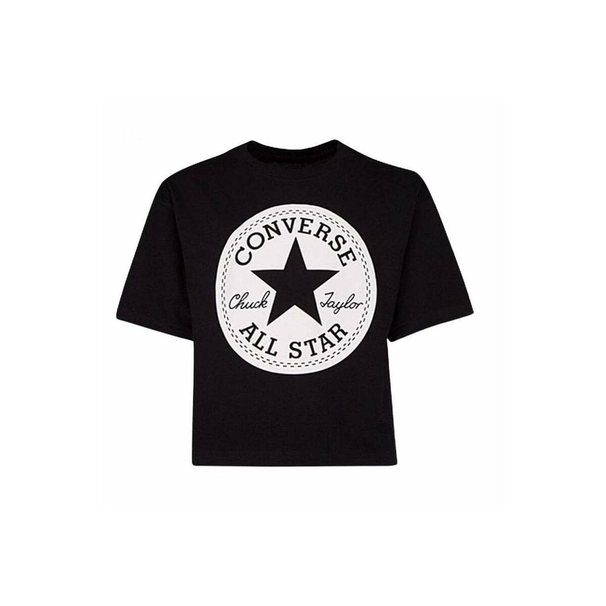 Barn T-shirt med kortärm Converse Signature Chuck Patch Boxy Tee Svart