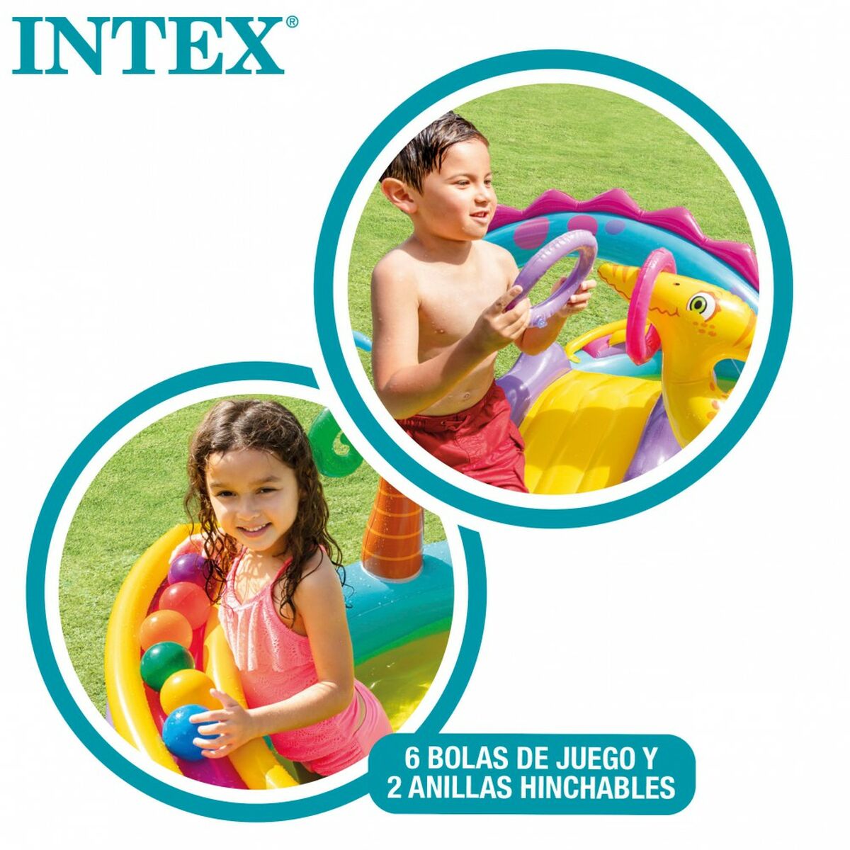 Uppblåsbar plaskpool för barn Intex   Dinosaurier Lekplats 302 x 112 x 229 cm 280 L - 4