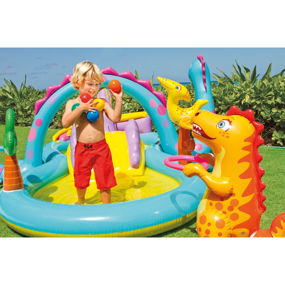Uppblåsbar plaskpool för barn Intex   Dinosaurier Lekplats 302 x 112 x 229 cm 280 L - 12