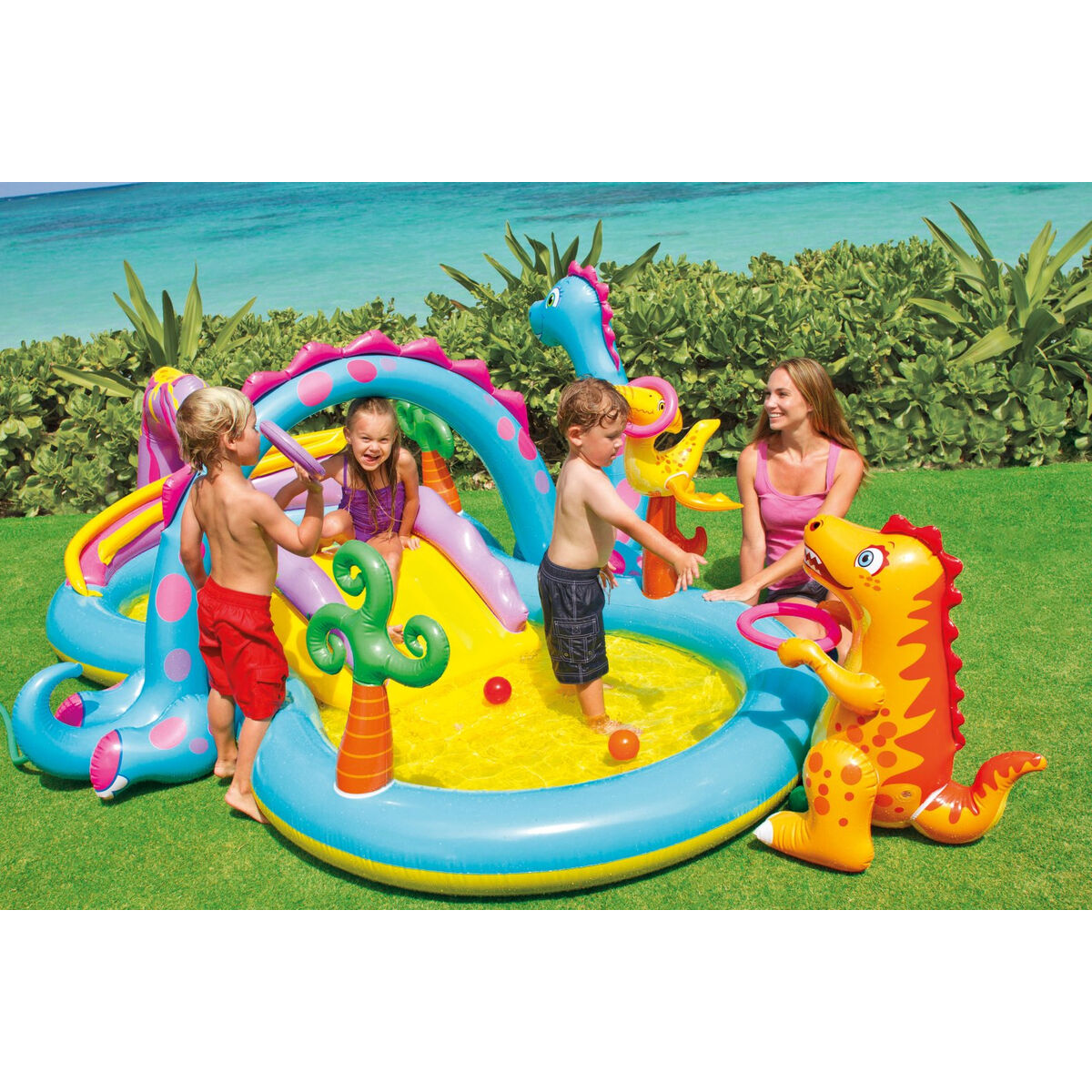 Uppblåsbar plaskpool för barn Intex   Dinosaurier Lekplats 302 x 112 x 229 cm 280 L - 18