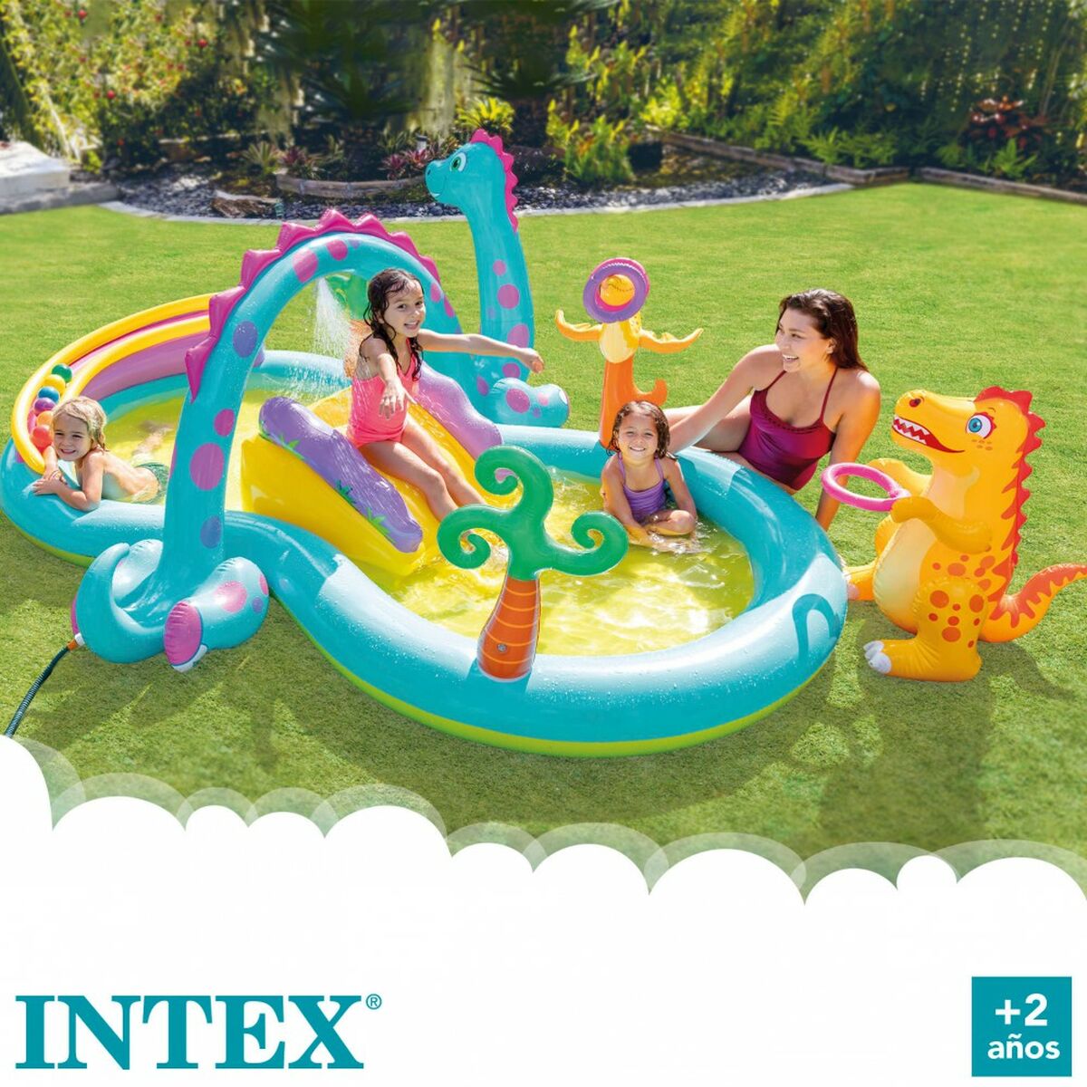 Uppblåsbar plaskpool för barn Intex   Dinosaurier Lekplats 302 x 112 x 229 cm 280 L - 6