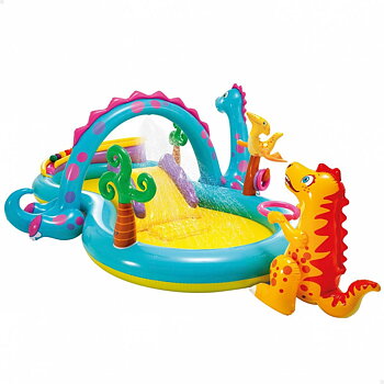 Uppblåsbar plaskpool för barn Intex   Dinosaurier Lekplats 302 x 112 x 229 cm 280 L
