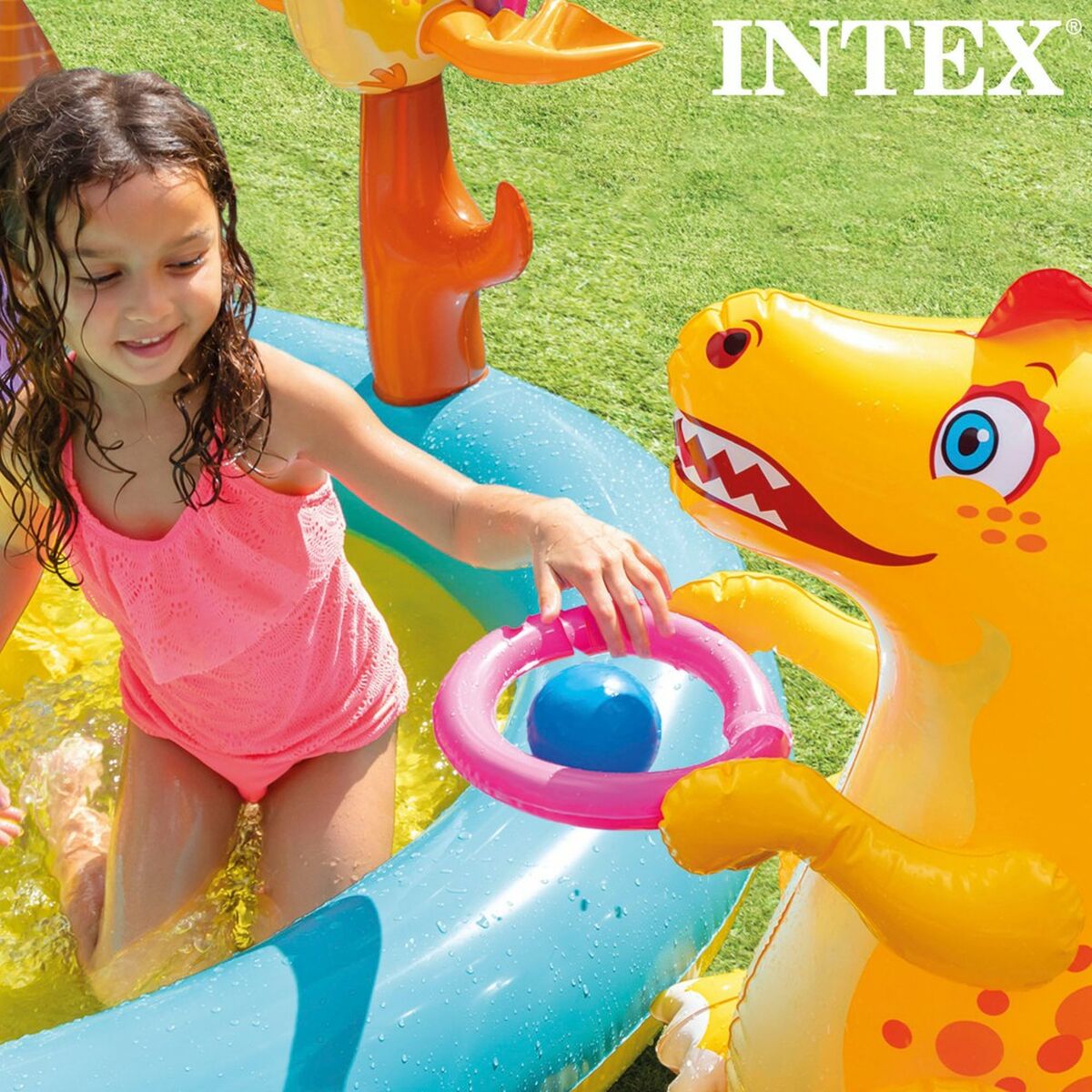 Uppblåsbar plaskpool för barn Intex   Dinosaurier Lekplats 302 x 112 x 229 cm 280 L - 3