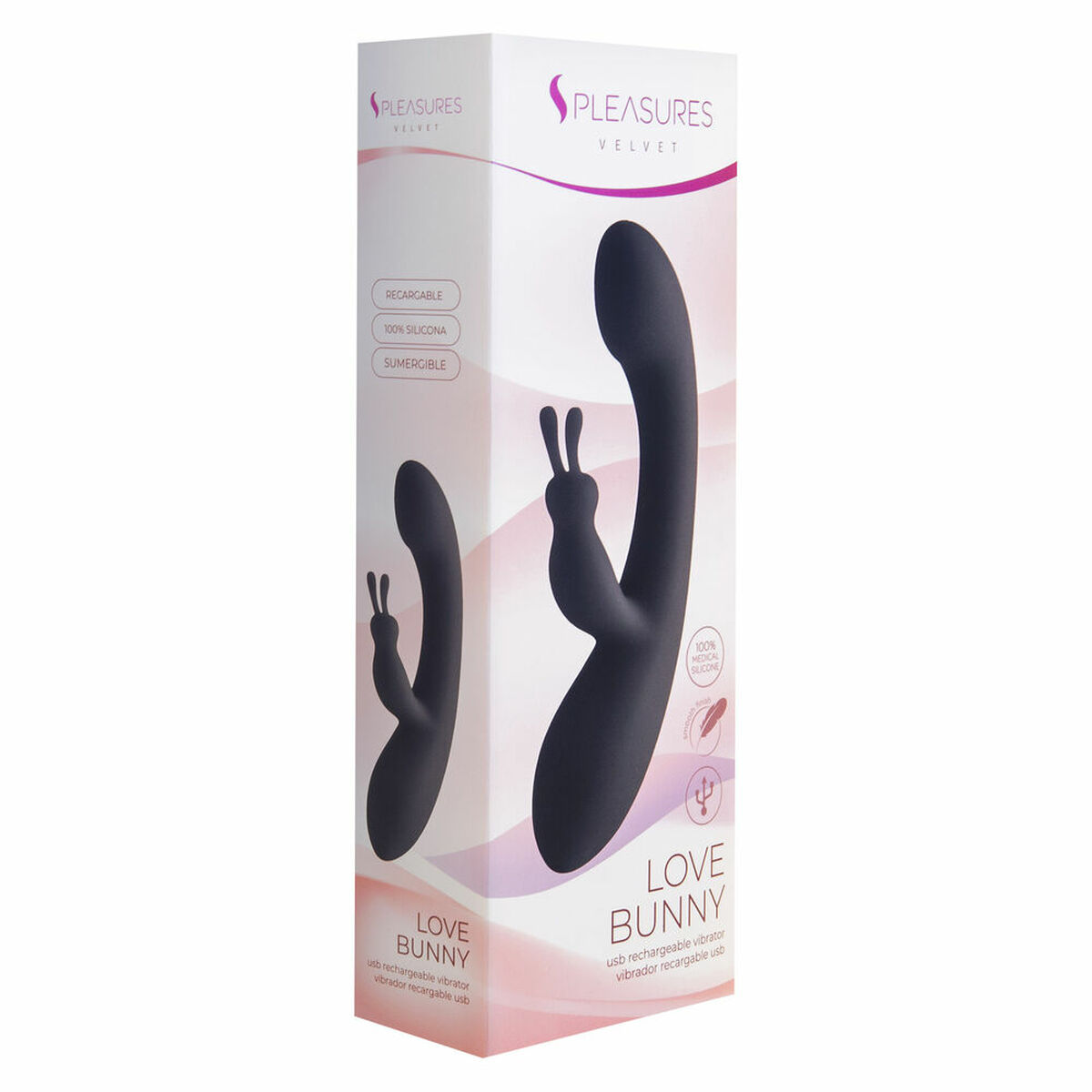 Kanindildo S Pleasures Svart Rosa - 2