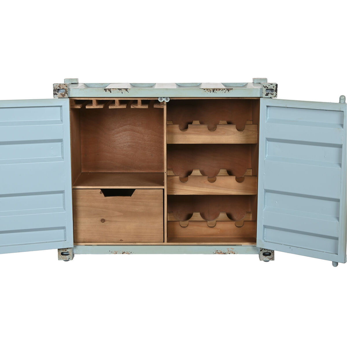 Flaskställ Home ESPRIT Turkos Metall Trä MDF 77 x 37 x 64 cm - 8