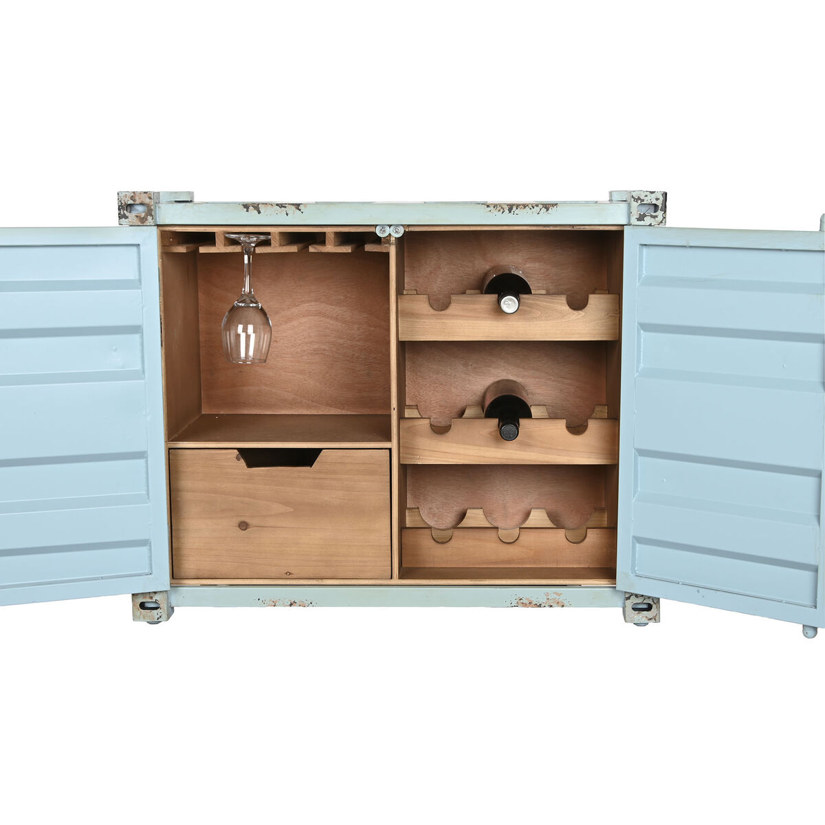 Flaskställ Home ESPRIT Turkos Metall Trä MDF 77 x 37 x 64 cm - 7