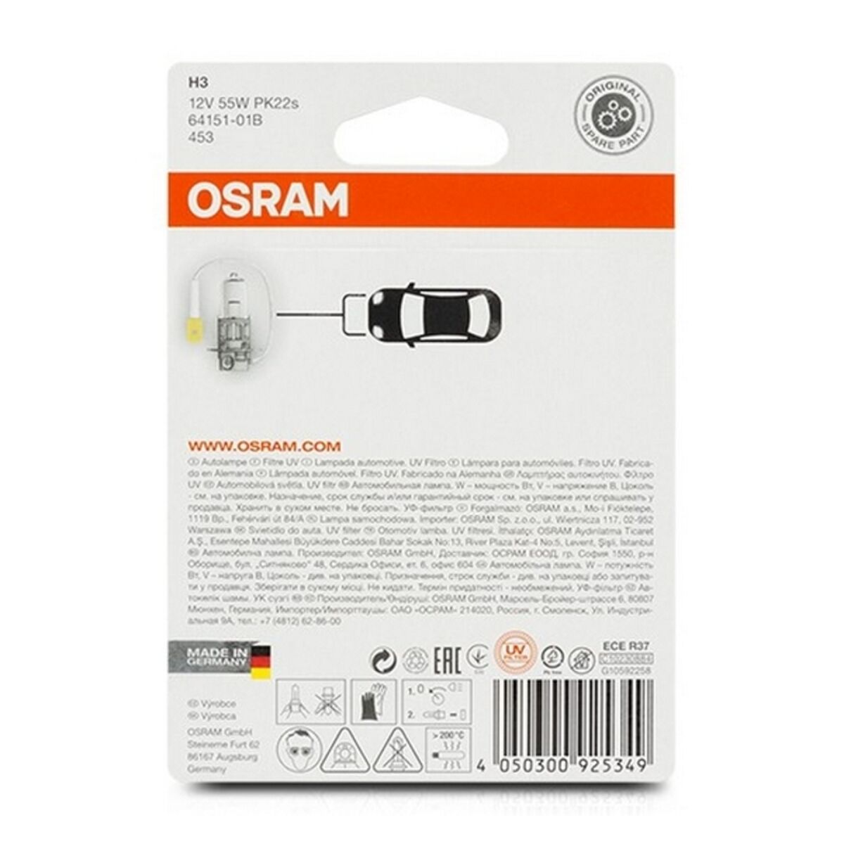 Glödlampa för bil OS64151-01B Osram OS64151-01B H3 55W 12V - 10